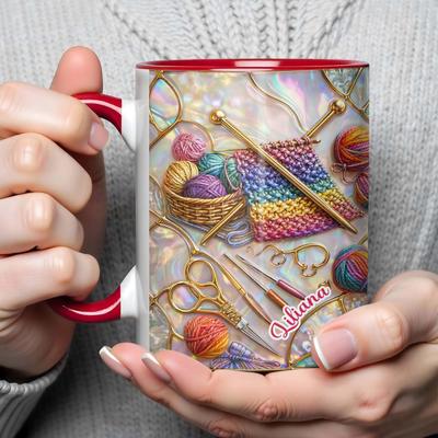Multisell Products Hub Handcraft Themed Coffee Cup, Knitting Sewing Tools Mug, Office And Home Water Cup, Decorative Item, Perfect Gift b