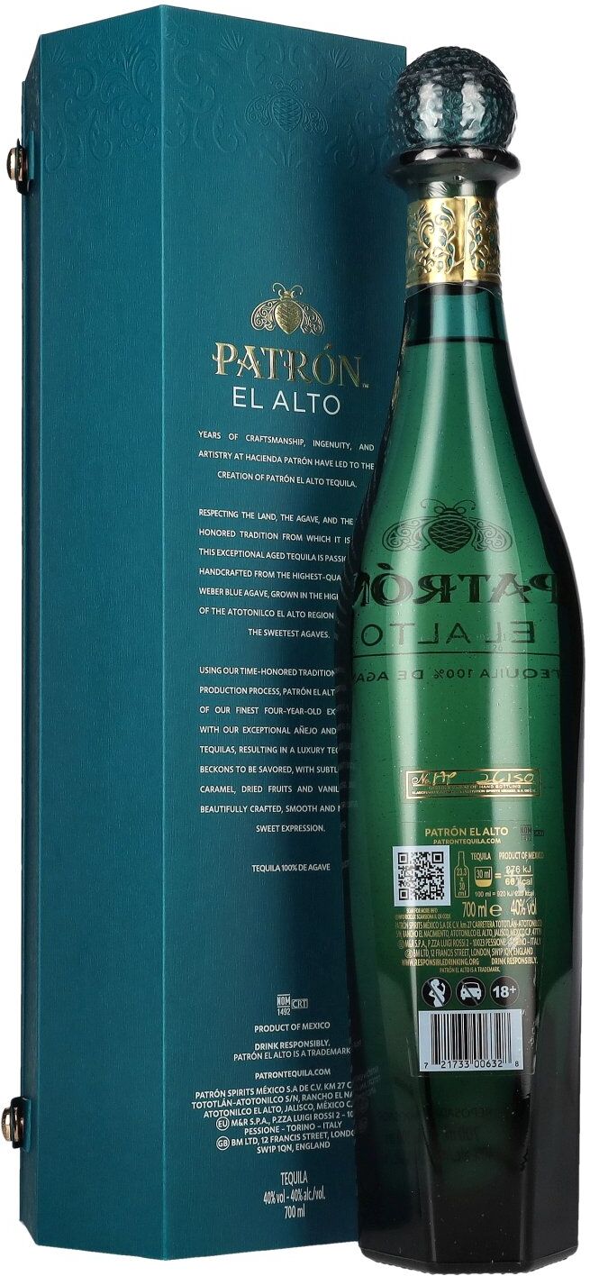 Patrón Tequila Patrón El Alto Reposado Tequila 100% de Agave 40% Vol. 0,7l