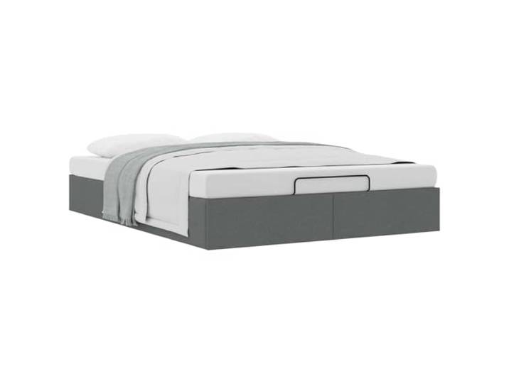 SKTQYQO Ottoman-Bett, Dunkelgrau, 153 x 203 cm Gasheber, Gestell aus Metall und Holz, Behälter, Kapazität 140 kg