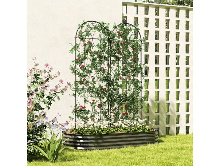 Outsunny Treillis Jardin Métal Noir 50x180cm Lot de 2