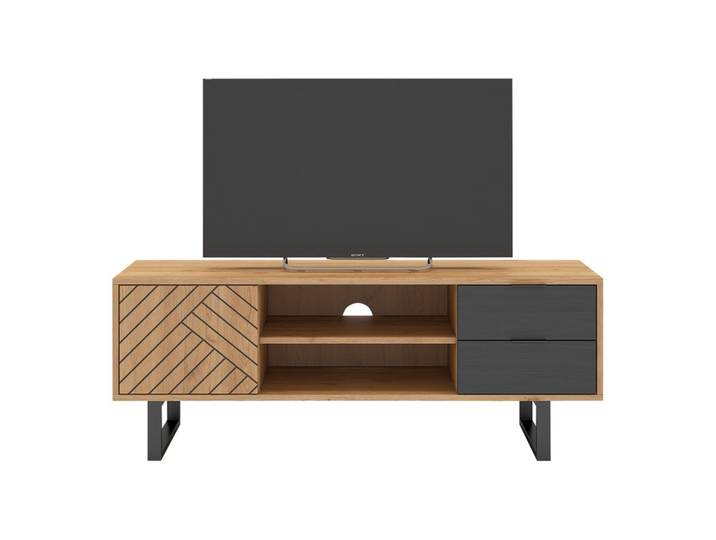 Meuble TV 140cm VANIA imitation chêne