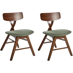 ESSZIMMERSTUHL 2er-Set Holz Dunkelbraun/Grün Leland