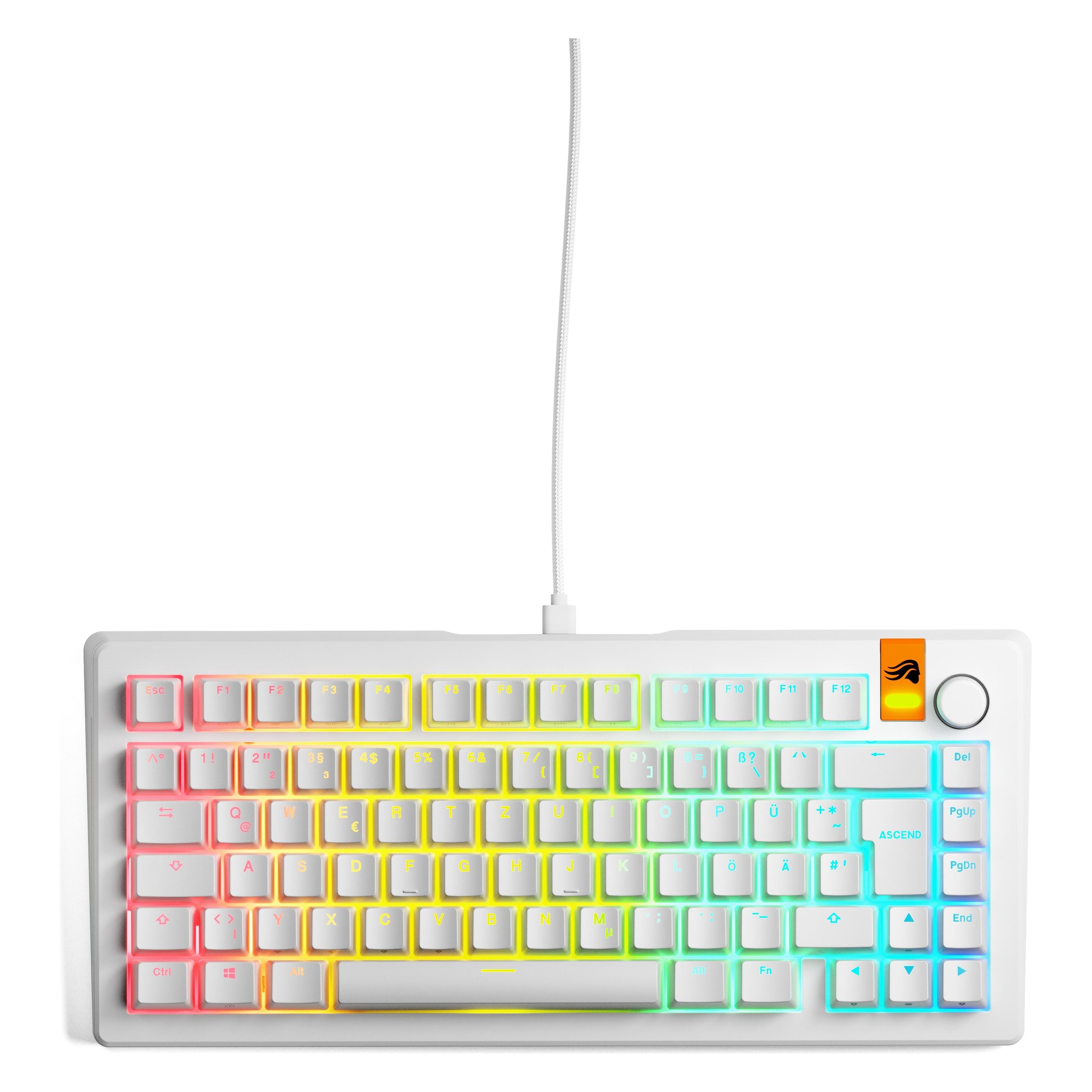 Glorious GMMK 3 HE 75 % Custom Gaming-Tastatur - Pre-Built, ISO (DE), Fox HE Switches, weiss (DE, Kabelgebunden) (GLO-KB-GMMK3-75-PB-HE-W-WHT-DE)