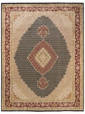 Overton Hand Knotted Wool Vintage Inspired Traditional Mogul Black Area Rug - 9 x 12