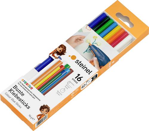 Steinel Heißklebesticks 7mm 150mm Bunt, Rot, Gelb, Grün, Orange, Weiß, Braun, Schwarz 96g 16St.