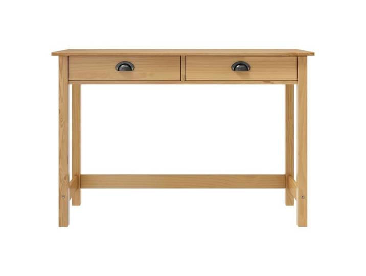 Table console en pin - GKO - 110x45x74 cm - Marron miel - 2 tiroirs - Poignées de tasse - Bois de pin massif - Compacte