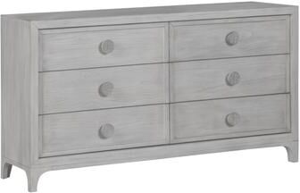 Benjara Roe 66 Inch Wide Dresser, 6 Drawers, Carved, Beveled Glass Mirror, Gray