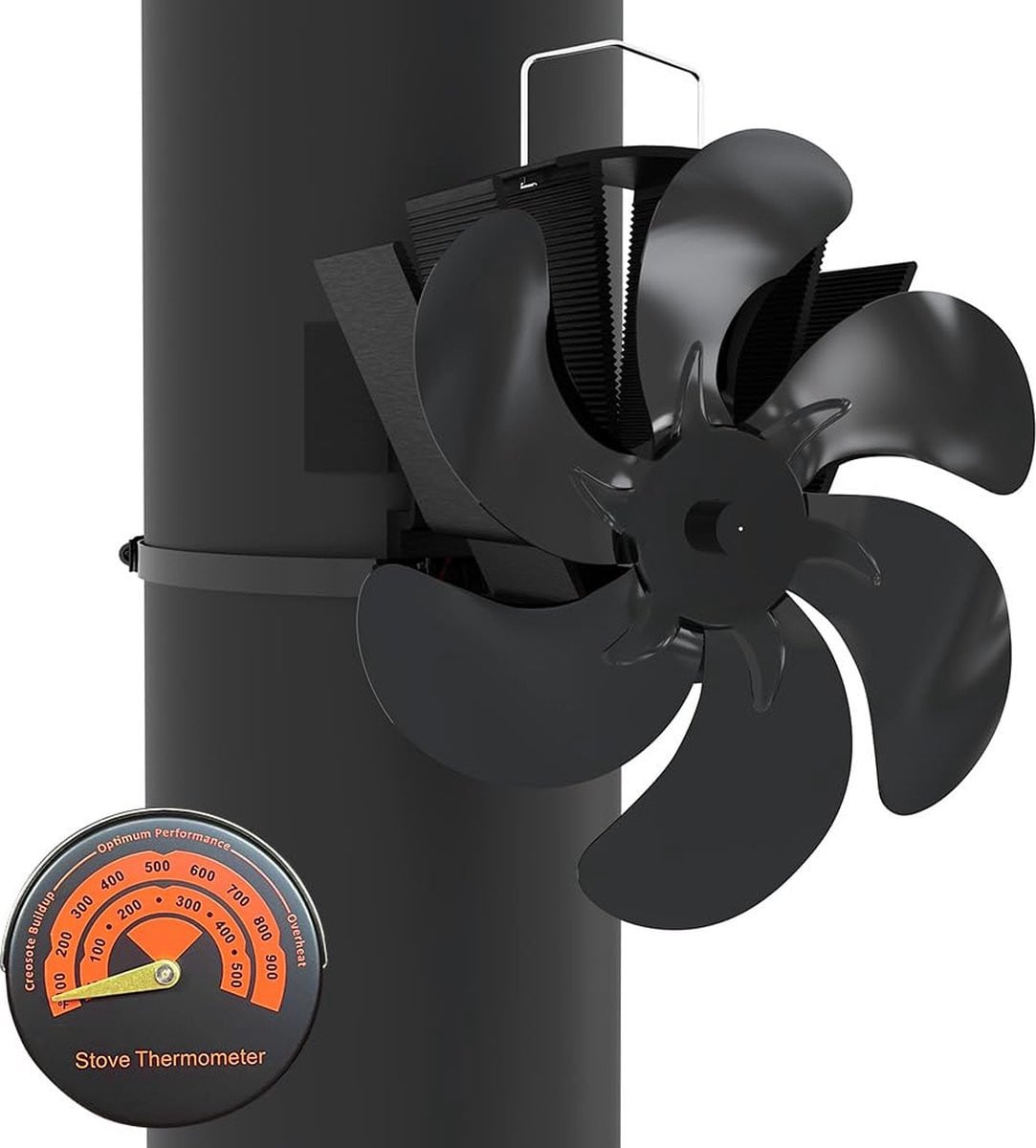 Luxe Kachelventilator voor houtkachel of open haard, zwart aluminium