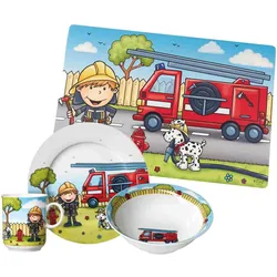 Ritzenhoff & Breker, Kindergeschirr + Kinderbesteck, Kindergeschirr mit Platzset Feuerwehrmann Bernie
