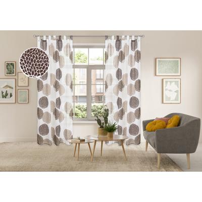 Gardine OTTO HOME "Belem, 1 Stück, Schlaufen, transparent" Gr. 3, braun, B:140cm H:225cm, Voile, Polyester, Gardinen, Gardine, 1 oder 2 Schals, Vorhang, Fertiggardine, Kreise