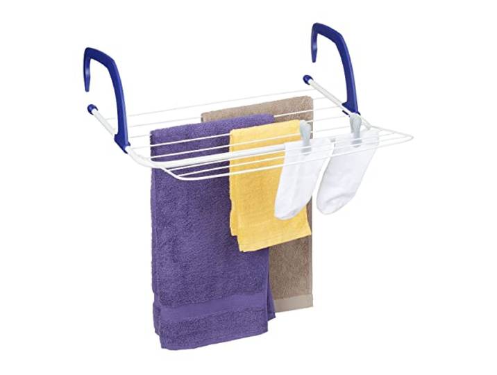 Relaxdays Étendoir\, sèche-Linge à accrocher\, pour Balcon\, radiateur & Camping\, Peu encombrant\, 4 Cordes séparées\, Blanc
