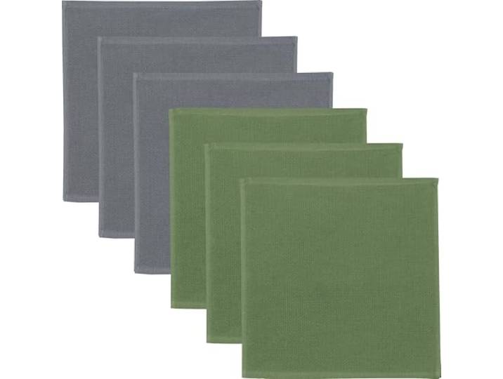 Erwin Müller Reinigungstuch, Putztuch, Putzlappen, Spültuch 2-farbig 6er-Pack grau/oliv Größe 25x25 cm - zum Spülen oder Staubwischen, robust, langlebig, mit Frottierseite