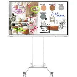 Samsung Flip WM85FX Flipchart 214,63 cm 85 Zoll inkl. Neomounts FL55-875WH1 MOVE Lift elektrisch höhenverstellbarer Rollwagen