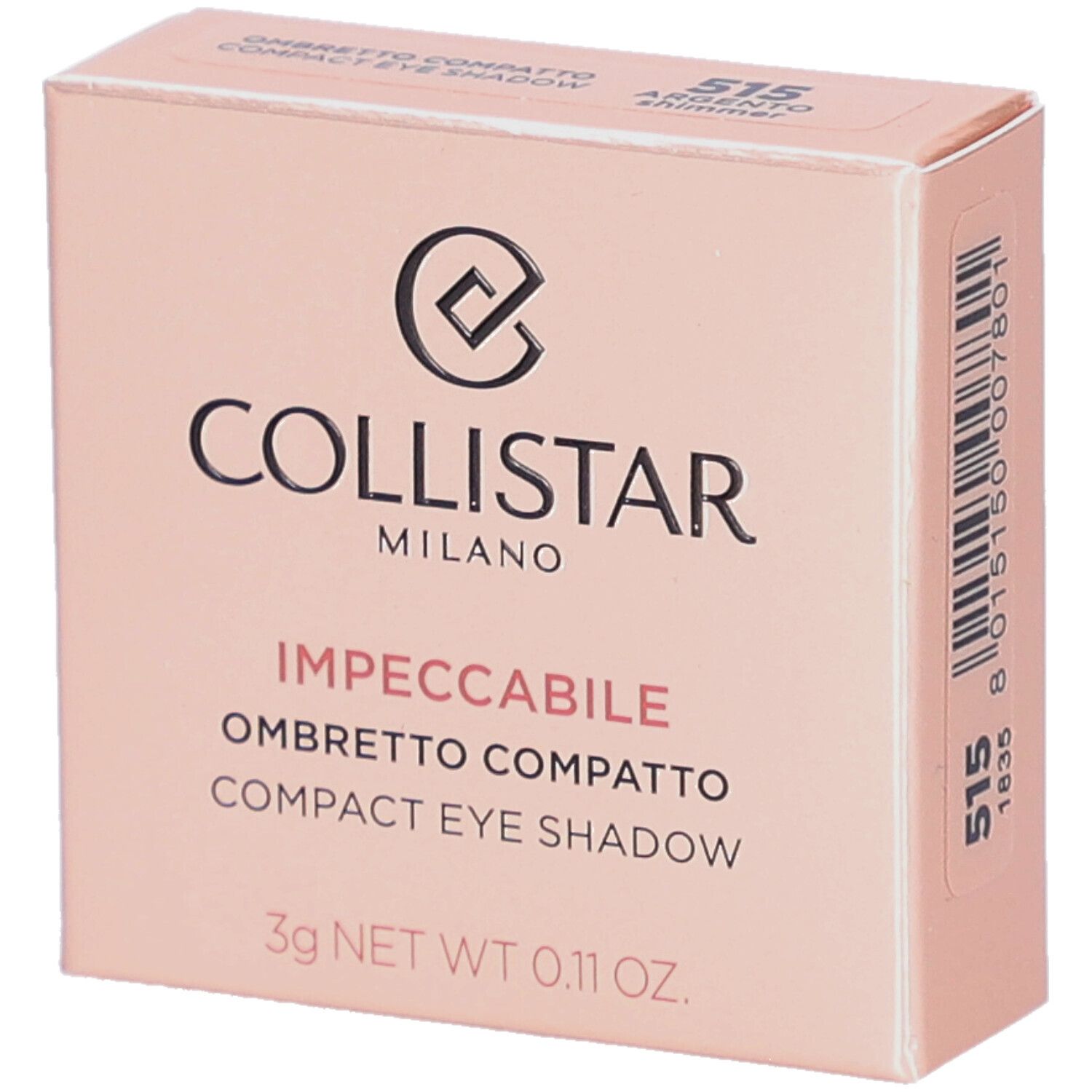 Collistar Impeccabile Compact Eyeshadow 515 Argento Shimmer 3g 3 g Make up
