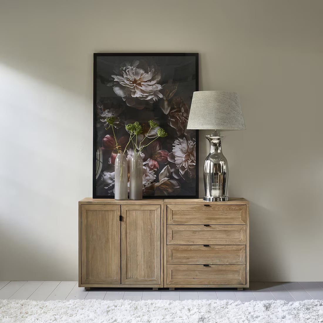Rivièra Maison Ladenkast Del Rey Eikenhout, Bruin, B: 80 cm, H: 85 cm
