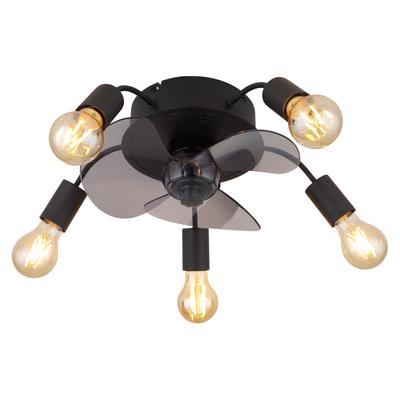 GLOBO LIGHTING Deckenleuchte "ALISHA", schwarz, 1 Stk., Leuchten, Ventilator / Wohnbereich / Schlafzimmer / rund / schwarz / 3 Flügel, Deckenleuchte