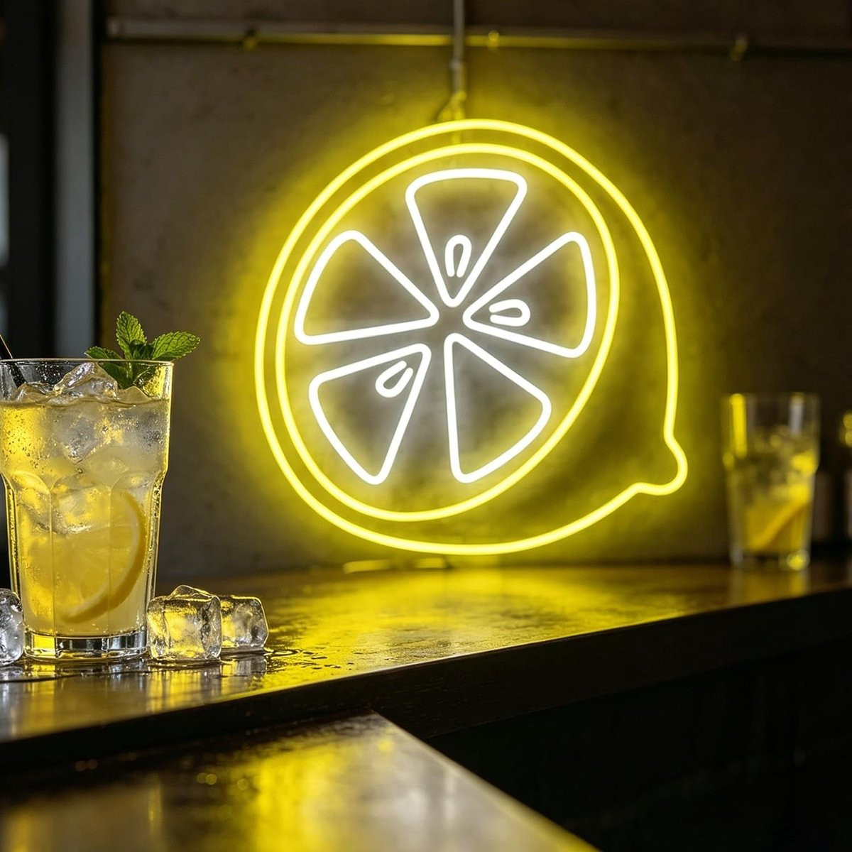 Rond LED Neonbord Citroenschijf voor in de keuken of woonkamer