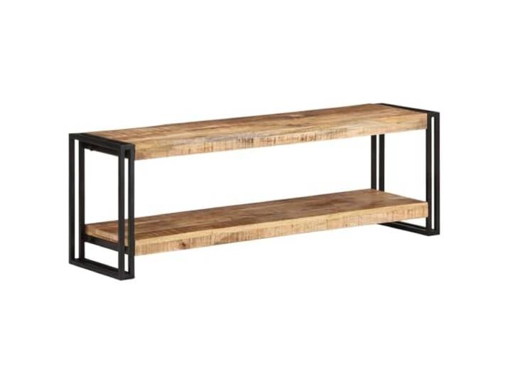 KGFHERENB TV-Schrank 120x30x40 cm Fernsehtisch Mangoholz Massivholz Industrieller TV-Ständer fürs Schlafzimmer mit Fach für Receiver, jedes Exemplar besitzt eine individuelle Holzmaserung.