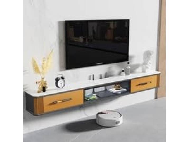 Ptasccne tv Schrank Schwebender TV-Ständer mit Türen, wandmontierte TV-Wandeinheit darunter
