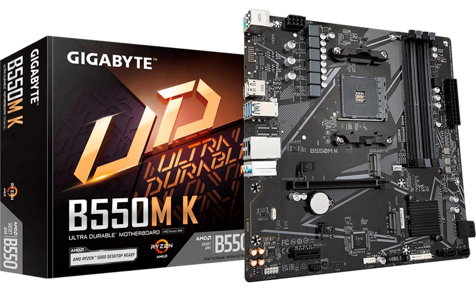 Gigabyte B550M K Motherboard - Socket AM4 - DDR4 tot 128 GB - PCIe 4.0 x16