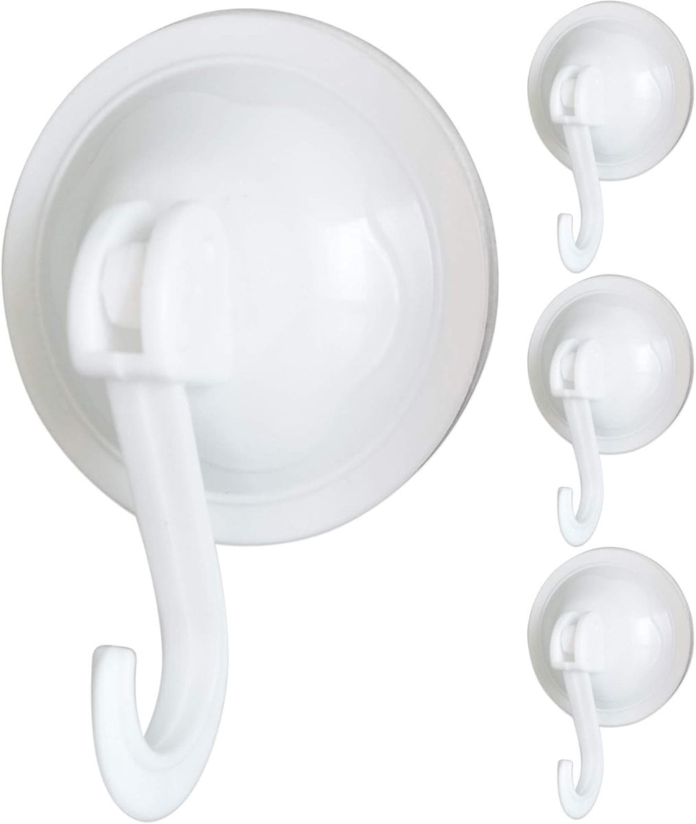 SnelShoppen Set van 4 Sterke Suction Hooks met Vacuum Suction Cup - Wit - 70mm