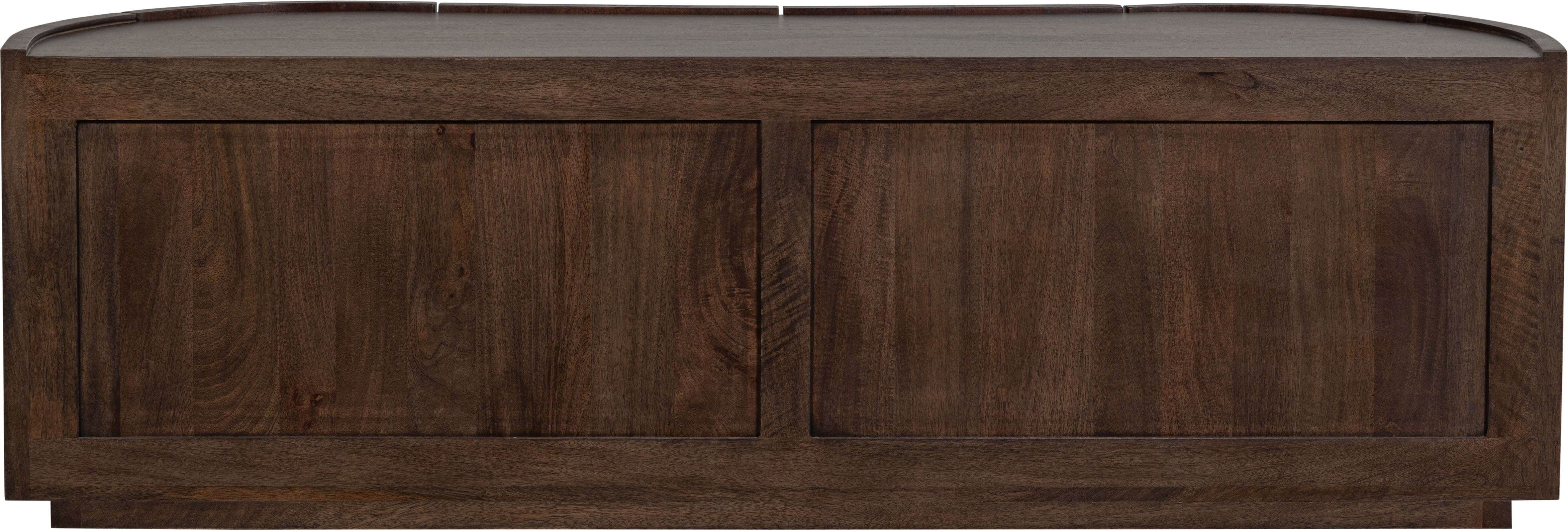 Sideboard WOOOD "Sense Mangoholz organische Wellenform, H 50 x B 160 x T 46 cm", braun (walnuss), B:160cm H:50cm T:46cm, Holz teilmassiv, Sideboards, Sideboard, Tragkraft Deckplatte 35 kg, fertig montiert geliefert, Massivholz walnuss B/H/T: 160cm x 50cm 