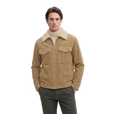 Outdoorjacke MARC O'POLO "mit flauschigem Teddyfellfutter", Herren, Gr. S, beige (charleston gray), Obermaterial: 100% Baumwolle. Futter: 100% Polyester, unifarben, regular fit, normaler Saum, Jacken Outdoorjacke