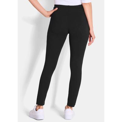 2-in-1-Hose GOLDNER "Bequeme Baumwoll-Leggings, 2-Stück", Damen, Gr. 40, N-Gr, schwarz, Obermaterial: 95% Baumwolle CO. 5% Elasthan EL., Hosen, Glitzermotiv