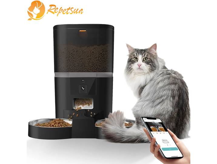 Mangeoire automatique pour animaux de compagnie avec caméra, distributeur de nourriture pour chiens, enregistreur vocal intelligent, bol pour chat et chien, vidéo, Wi-Fi, 4L