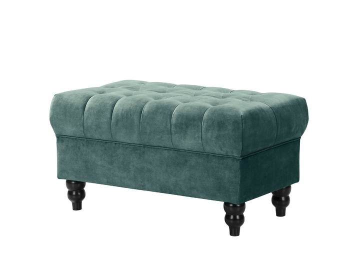 Repose-pieds Lovis 90 x 49 x 51cm Bleu Velours Tomi: Pétrole