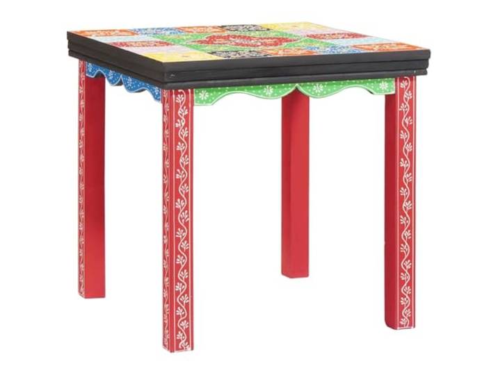 TEKGHUT Quadratischer Beistelltisch 3 STK Mehrfarbig 50x50x50 cm Massives Mangoholz, Holzwerkstoff, verschiedene Höhen, bunte Muster, Innenbereich, Schlafzimmer, Wohnzimmer, Dekoartikel,