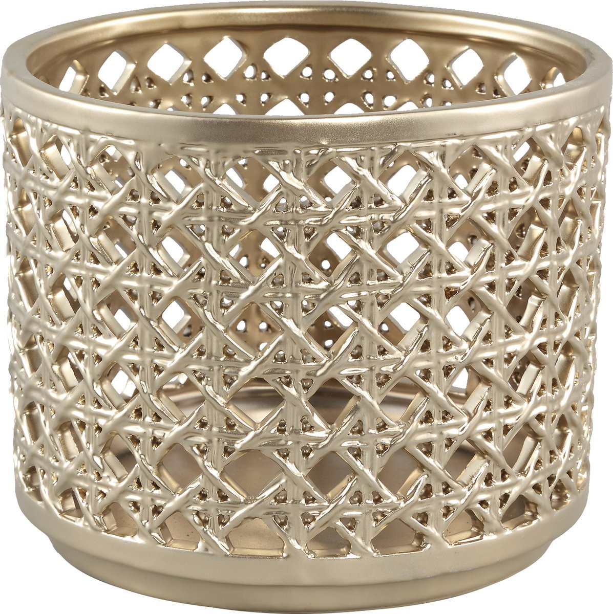 PTMD Vincent Gold Ceramic Stormlight L - Windlicht van keramiek in matgoud