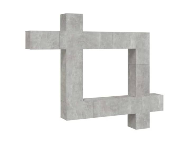 LMTYOENFG 9-TLG TV-Schrank-Set Wandmontage Betongrau Holzwerkstoff Modulares Design für das Wohnzimmer: Flexible Hängeboards schaffen Bodenfreiheit und Ordnung in modernen Räumen.