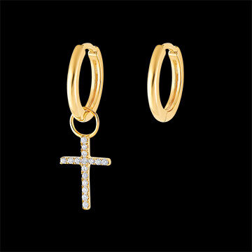 Edenly Ein Paar Ohrringe, Kombination, aus 18 Karat Gelbgold