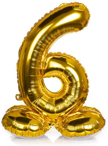 Folienballon "6", stehend, gold