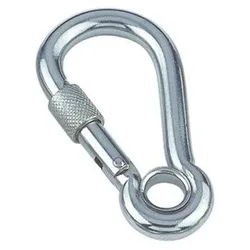 Karabinerhaken mit Sicherheitsmutter und Kausche, A4, 12x140mm