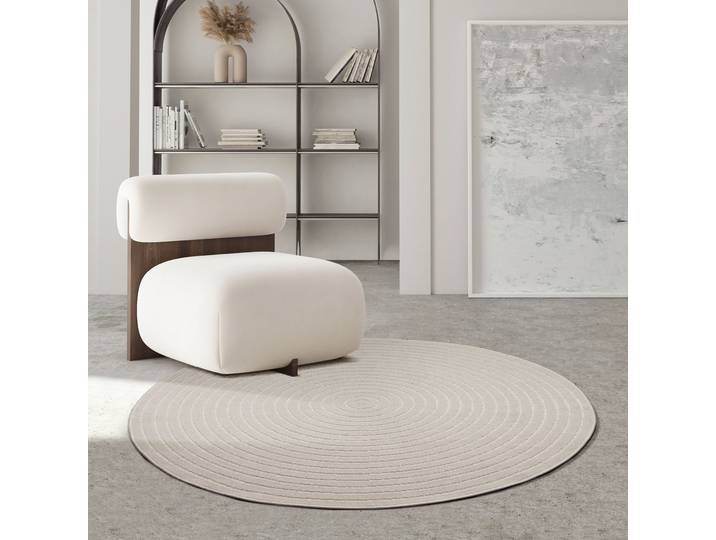 Teppich THE CARPET Santo Plus , beige (creme), H:5mm Ø:160cm, Polypropylen, Teppiche, Teppich, Plus moderner robuster In und Outdoor Teppich