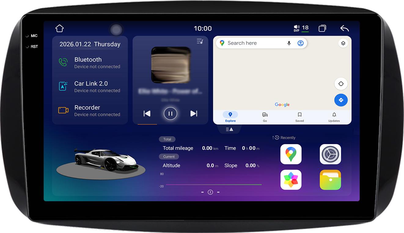 2k Display Android Radio 128GB für Smart 453 2014-2019 (kleines Original-Display) Carplay Android Auto Navi 4G LTE Bluetooth DAB+ Rückfahrkamera Lenkradsteuerung