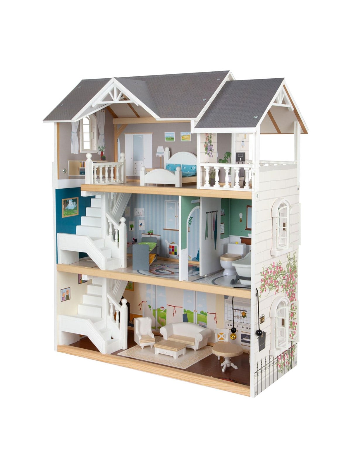 Small Foot - Wooden Urban Villa Dollhouse with Accessories 13dlg.