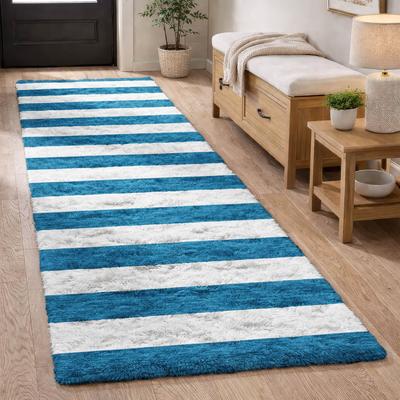 Addison Rugs Premium Washable Super Soft Harbor Stripe Dream Shag Rug