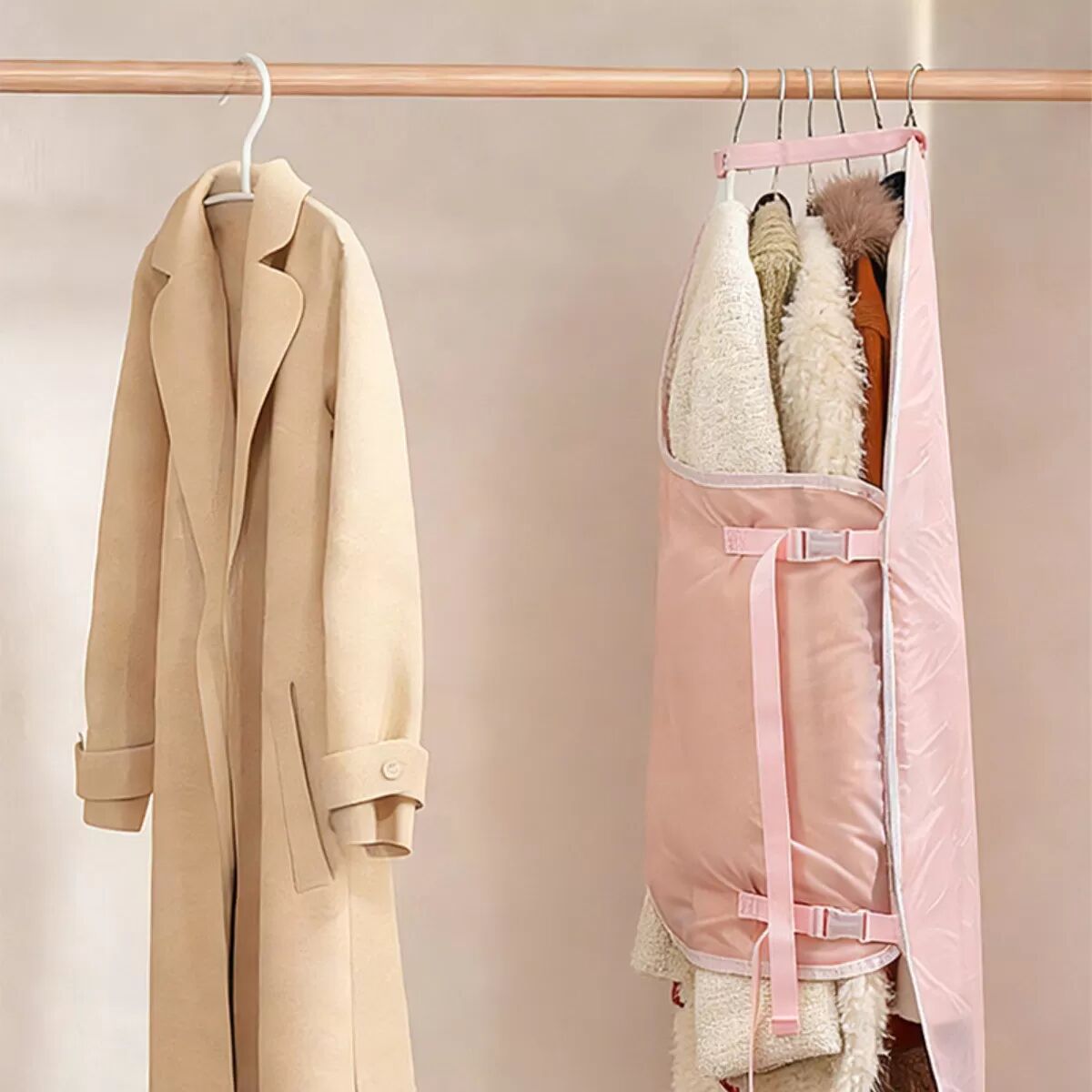 INF Kleidungs-Aufbewahrungsboard 2-teiliges Set — Polyester-Kompressionsboards für Mäntel und Daunenjacken, staubdichter Rosa