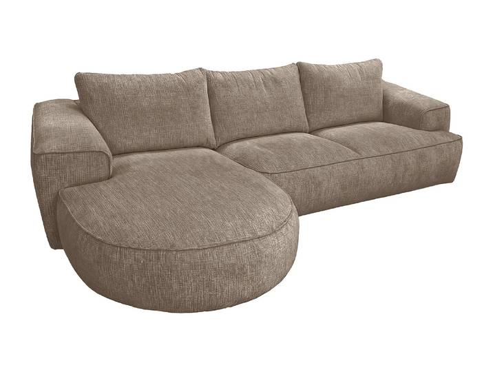 Canapé d'angle gauche en tissu chenille taupe LICANU