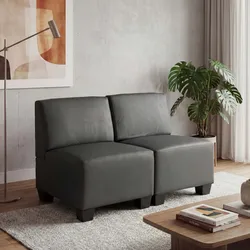 Modular 2-Sitzer Sofa Couch Moncalieri, Kunstleder ~ dunkelgrau, ohne Armlehnen