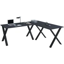 VCM VCM Holz Schreibtisch   Eckschreibtisch schlicht   190x130   L Form links oder rechts   Arbeitstisch Platte 50 cm tief   Computertisch Büromöbel - Lona X
