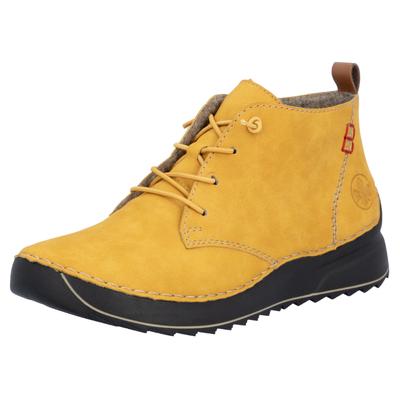 Schnürboots RIEKER, Damen, Gr. 39, gelb, Lederimitat, Schuhe Schnürboots, in aktueller Trendfarbe