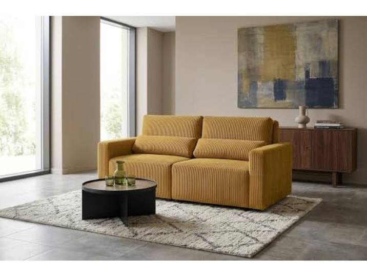 2-Sitzer-Sofa, ausklappbar, Stauraum, khakigrün, Cord, Komo Family