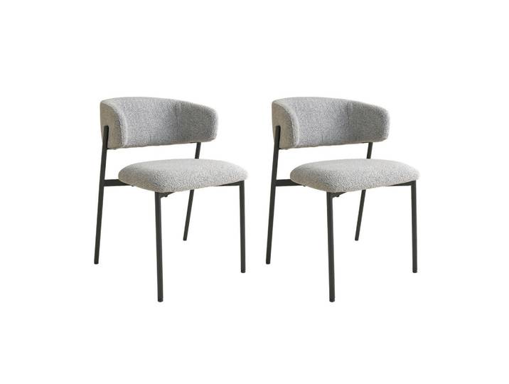 Schöner Wohnen Stuhl-Set, Grau, Metall, Textil, Rundrohr, 58x80x60 cm, Esszimmer, Stuhl, Esszimmerstühle