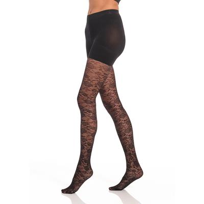 Shaping-Strumpfhose MAGIC BODYFASHION, Damen, Gr. L-XL, schwarz (lace), Obermaterial: 80% Polyamid, 20% Elasthan, Strumpfhosen, mit floralem Muster oder Animal-Look