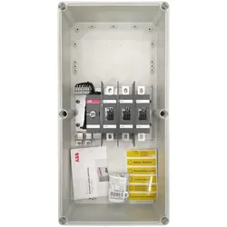 ABB OT200KFCC3A Sicherheitsschalter im Kunststoffgehäuse 3-polig 110 kW 400 V mit rot-gelbem Grif, IP65 Einführung oben und unten 1SCA022278R1340