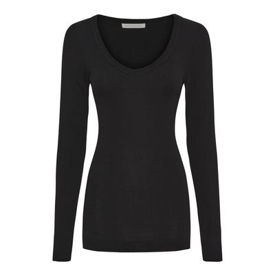 Funktionstop SEAMLESS BASIC "Seamless Basic Top Retro V-neck", Damen, Gr. S/M, schwarz, Obermaterial: 100% Baumwolle, Tops